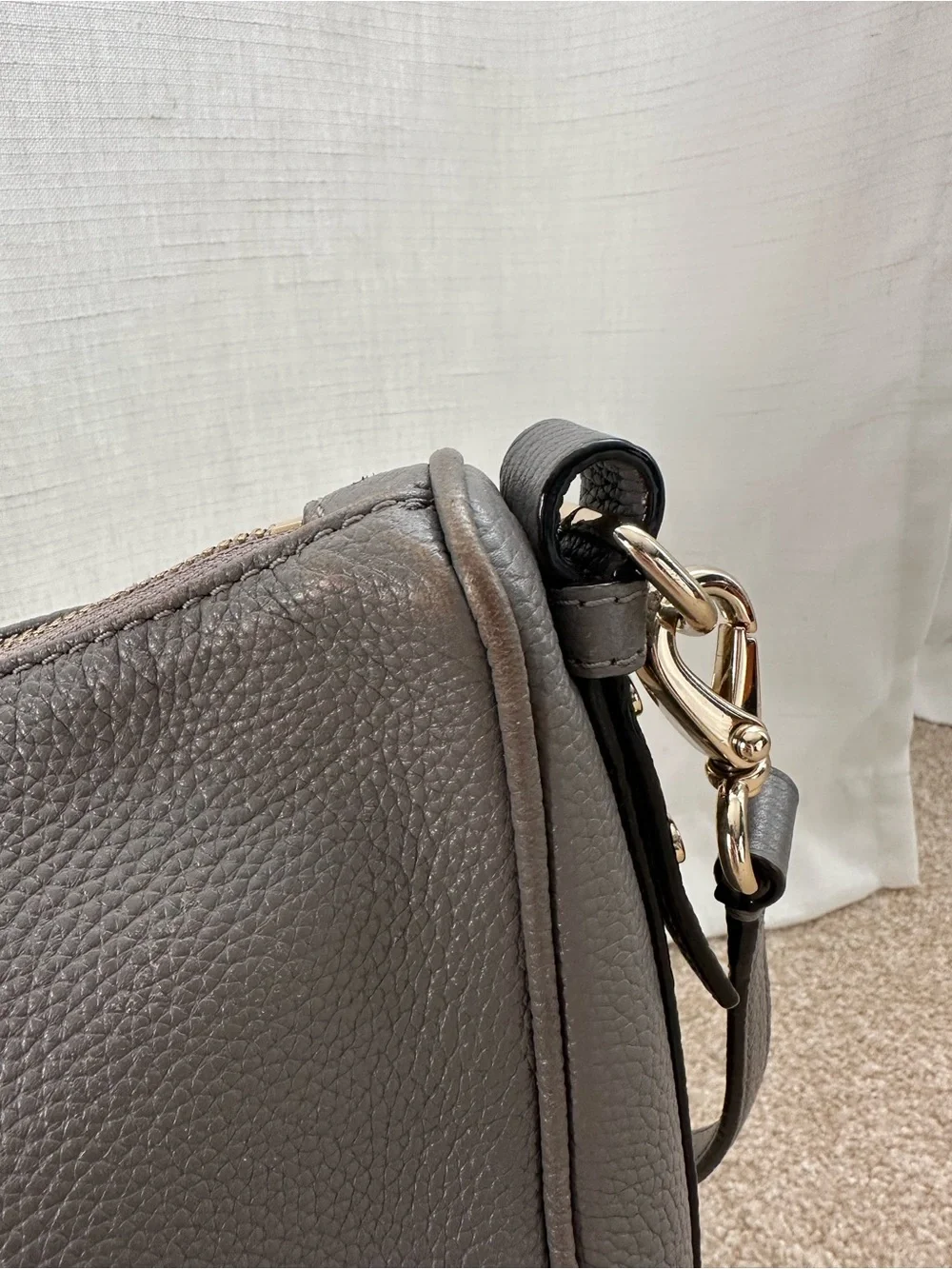 kate spade Pebbled Leather Hobo Bag in Dark Grey